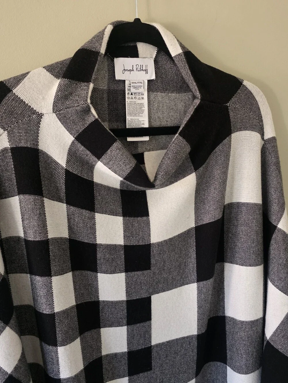 NWOT Joseph Ribkoff Buffalo Check Mock Neck Knit Poncho Size XXXL Contemporary